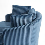 Fauteuil pivotant tonneau surdimensionné de 43 W en velours côtelé moelleux avec accoudoirs encastrés