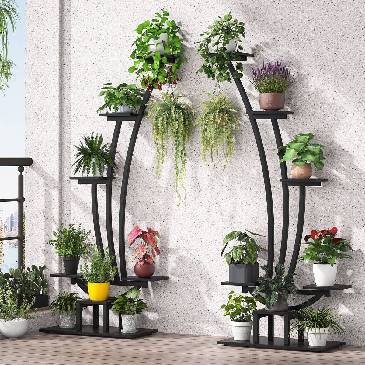 Zimmerpflanzenständer, 6-stöckiges Blumenregal für Haus und Garten – 2er-Set