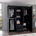 Bariloche Kleiderschrank mit Kleiderstangen, Regalen und 2 Schubladen