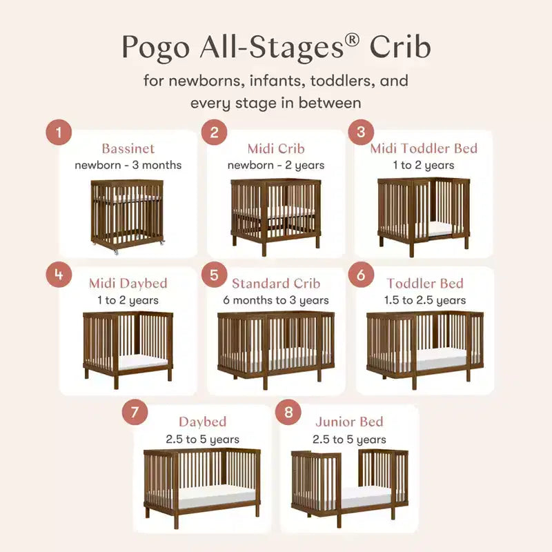 Berço convertível Babyletto Pogo 8 em 1 com kits de conversão para todas as fases