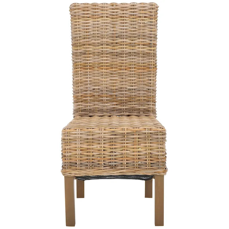 Conjunto de 2 cadeiras de jantar em vime natural 19W x 22D x 41H, estilo boho costeiro