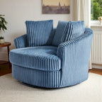 Fauteuil pivotant tonneau surdimensionné de 43 W en velours côtelé moelleux avec accoudoirs encastrés