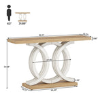 Mesa de consola vintage com base geométrica, mesa de madeira para corredor