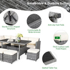 Costway 7-teiliges Dining-Set aus Polyrattan für die Terrasse mit Ecksofa, Couch und Hocker – Details anzeigen