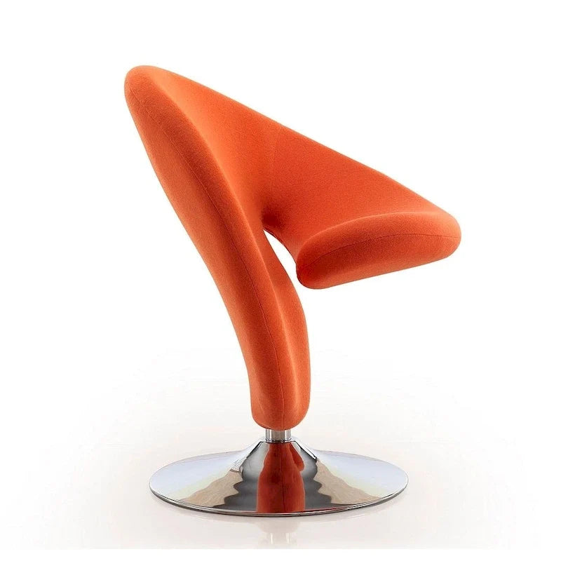 Manhattan Comfort Curl drehbarer Akzentstuhl aus Wollmischgewebe mit Chromgestell (2er-Set)