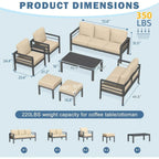 AECOJOY 7-delige aluminium tuinmeubelset voor buiten, loungeset