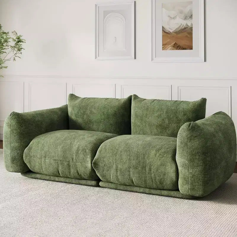 Modulares 2-Sitzer-Sofa aus Chenille-Stoff, Cloud-Sofa mit hoch belastbarem Schaumstoff, kompaktes Sofa ohne sichtbare Füße für kleine Räume