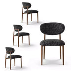 Conjunto de 4 cadeiras de jantar modernas estofadas com encosto curvo, cadeiras laterais sem braços com estrutura de ferro para sala de jantar e cozinha - Panipeachy
