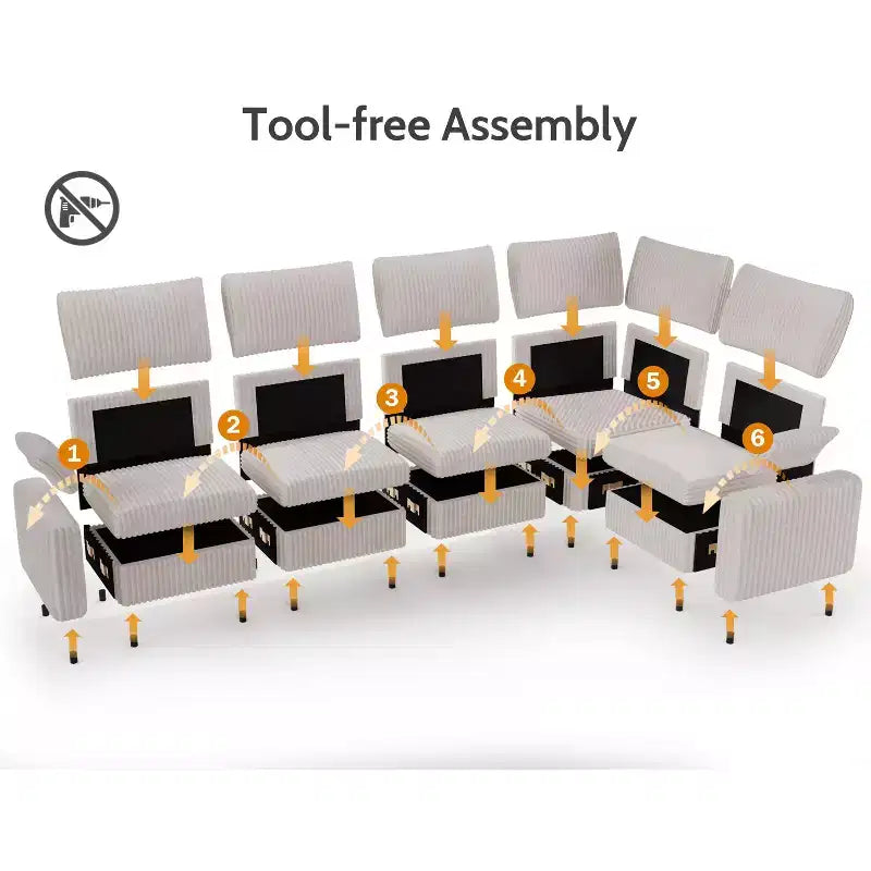 Modulares Cord-Sofaelement von Dyonery mit abnehmbaren, waschbaren Bezügen