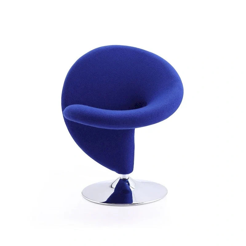 Manhattan Comfort Curl drehbarer Akzentstuhl aus Wollmischgewebe mit Chromgestell (2er-Set)