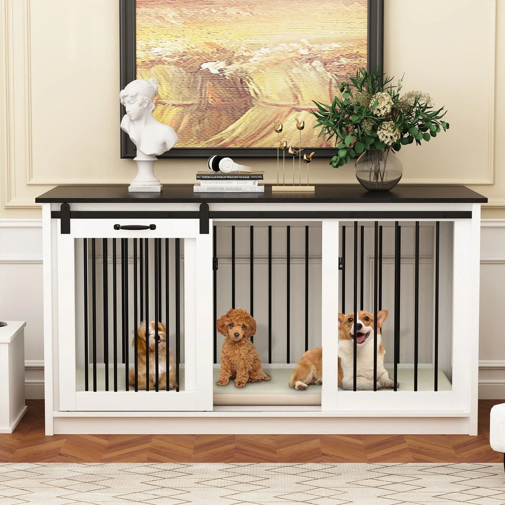 Résidence pour animaux avec renforcement par tubes en fer, cage pour chien élégante et robuste