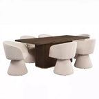 Conjunto de jantar moderno de madeira e metal Christopher Knight Home Yodsak com 7 peças e cadeiras giratórias a 180