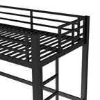 Letto a soppalco in metallo, struttura salvaspazio con doppia scala e sponde di sicurezza, nero - ModernLuxe