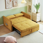 Rozkładana sofa z funkcją spania, tapicerowana żółtą tkaniną szenilową – 39.00 x 53.50 x 31.50