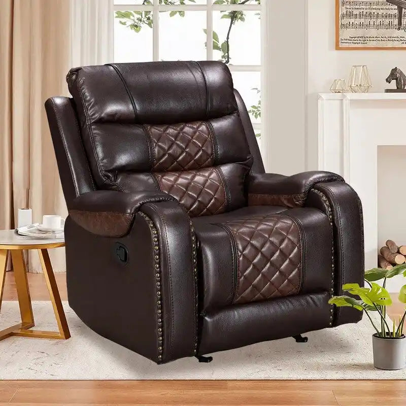 Velké polohovací křeslo z imitace kůže v americkém designu do obývacího pokoje