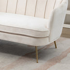 Kleines Mini-Sofa für zwei Personen mit goldenem Metallbein – 2 Sitzplätze