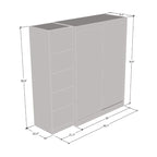 Roupeiro de 2 portas com espelho, frente de vidro, para 2 pessoas (cinzento / preto / branco)