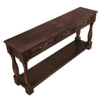 Consolle lunga in legno con 3 cassetti e 1 ripiano inferiore