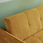 Rozkładana sofa z funkcją spania, tapicerowana żółtą tkaniną szenilową – 39.00 x 53.50 x 31.50