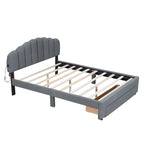 Letto a piattaforma imbottito in pile Teddy Queen Size con cassetto