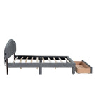 Letto a piattaforma imbottito in pile Teddy Queen Size con cassetto