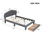Letto a piattaforma imbottito in pile Teddy Queen Size con cassetto