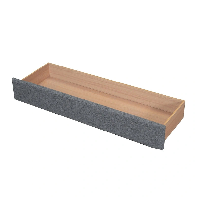 Letto a piattaforma imbottito in pile Teddy Queen Size con cassetto