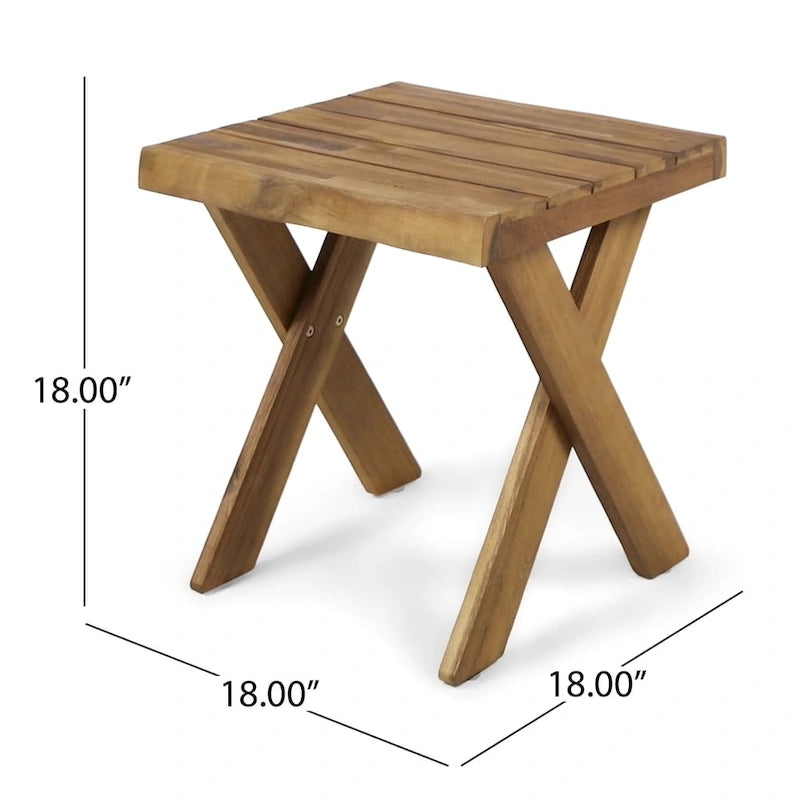 Tavolino laterale in legno di acacia di