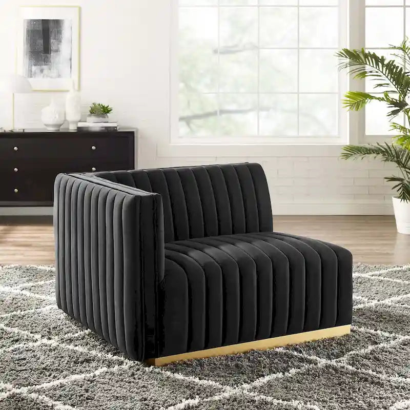 Tufted Performance Velvet Left-Arm Chair