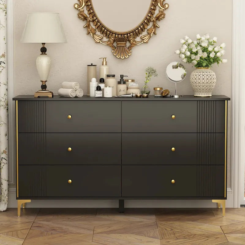 Comò a 6 cassetti moderno bianco, comò in legno con cassetti, cassettiera contenitore in legno