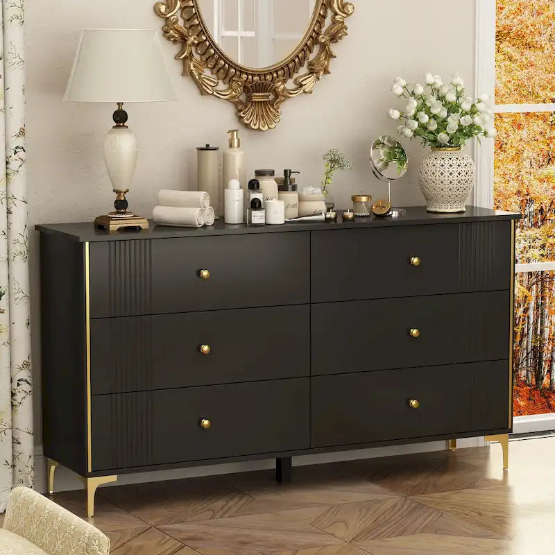 Comò a 6 cassetti moderno bianco, comò in legno con cassetti, cassettiera contenitore in legno