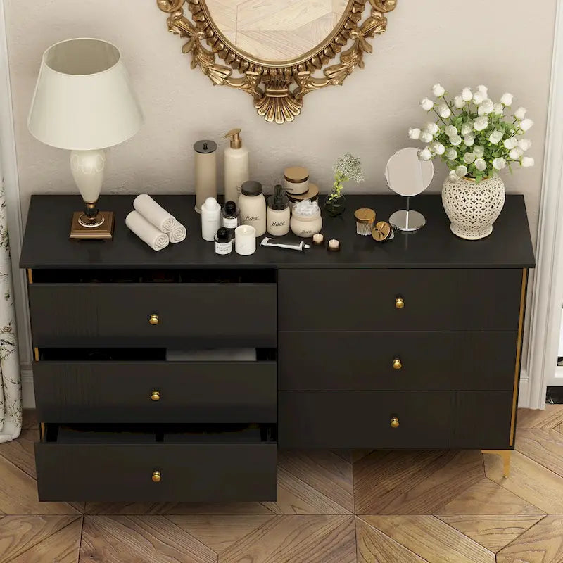 Comò a 6 cassetti moderno bianco, comò in legno con cassetti, cassettiera contenitore in legno