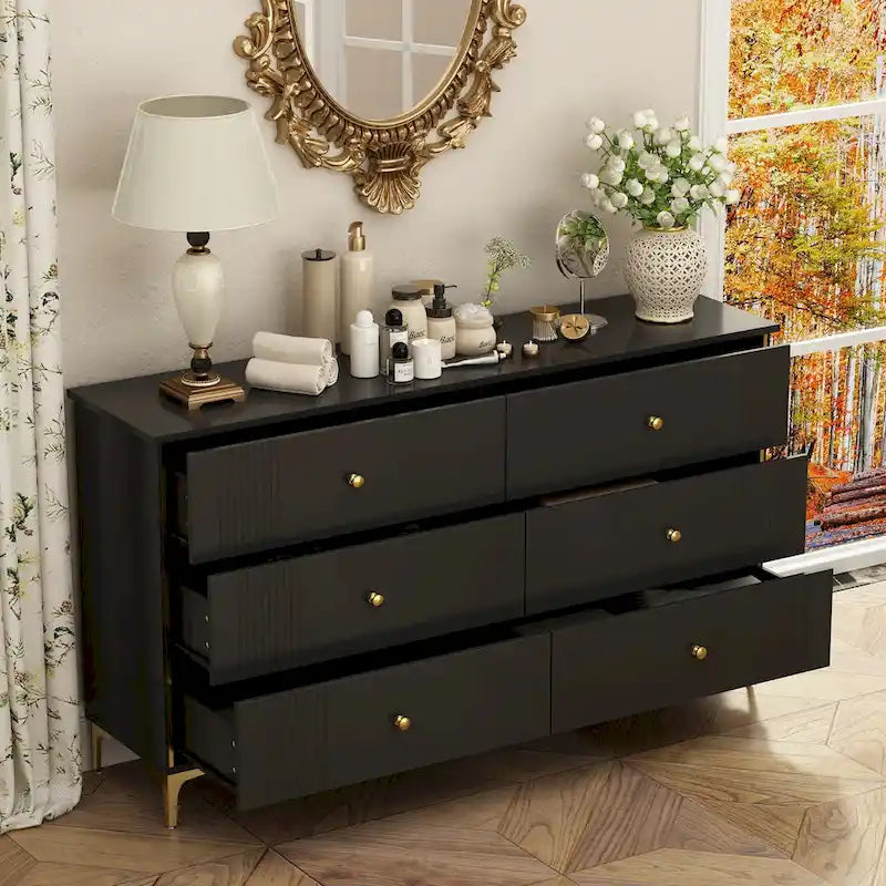 Comò a 6 cassetti moderno bianco, comò in legno con cassetti, cassettiera contenitore in legno