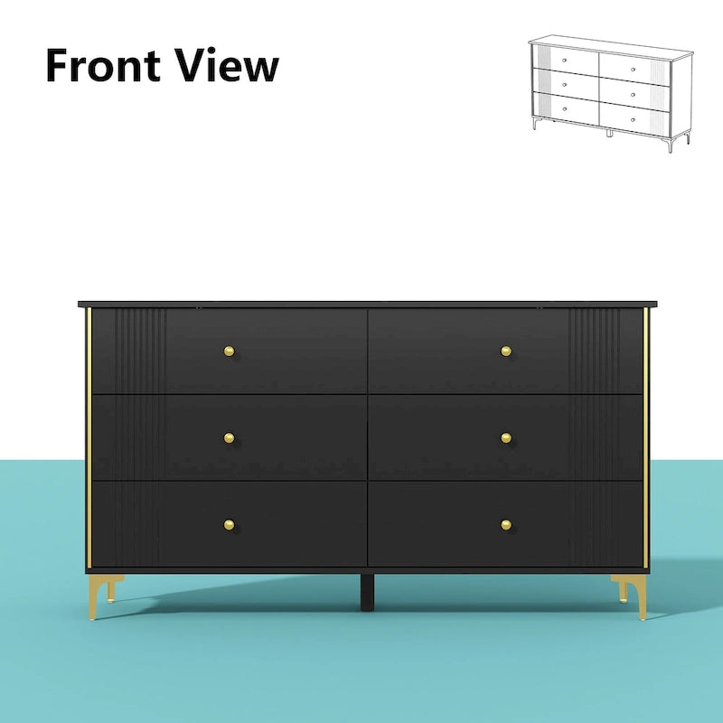 Comò a 6 cassetti moderno bianco, comò in legno con cassetti, cassettiera contenitore in legno