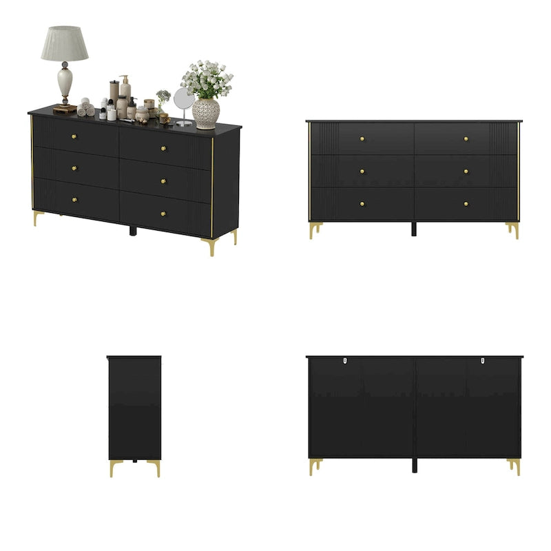 Comò a 6 cassetti moderno bianco, comò in legno con cassetti, cassettiera contenitore in legno