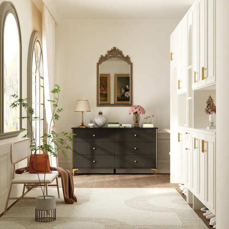 Comò a 6 cassetti moderno bianco, comò in legno con cassetti, cassettiera contenitore in legno