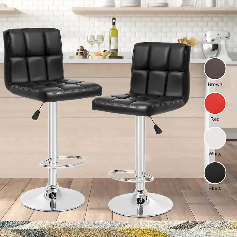  Orson Modern PU Leather Adjustable Height Swivel Bar Stools (Set of 2)