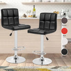  Orson Modern PU Leather Adjustable Height Swivel Bar Stools (Set of 2)