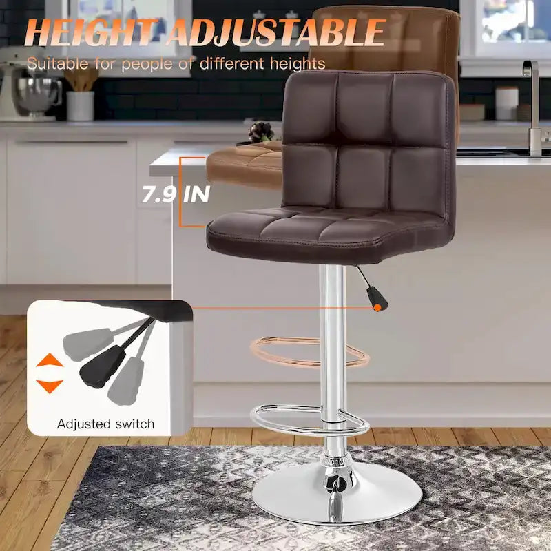 Sgabelli da Bar Girevoli Moderni in Similpelle PU con Altezza Regolabile (Set di 2)