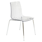 Sedia da pranzo Ralph in acrilico e plastica (set da 4) Gambe in metallo cromato Sedia laterale moderna trasparente per sala da pranzo e cucina