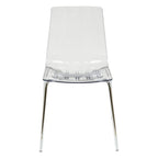 Sedia da pranzo Ralph in acrilico e plastica (set da 4) Gambe in metallo cromato Sedia laterale moderna trasparente per sala da pranzo e cucina