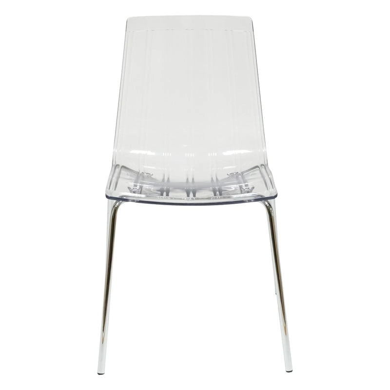 Sedia da pranzo Ralph in acrilico e plastica (set da 4) Gambe in metallo cromato Sedia laterale moderna trasparente per sala da pranzo e cucina