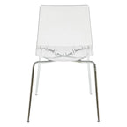 Sedia da pranzo Ralph in acrilico e plastica (set da 4) Gambe in metallo cromato Sedia laterale moderna trasparente per sala da pranzo e cucina