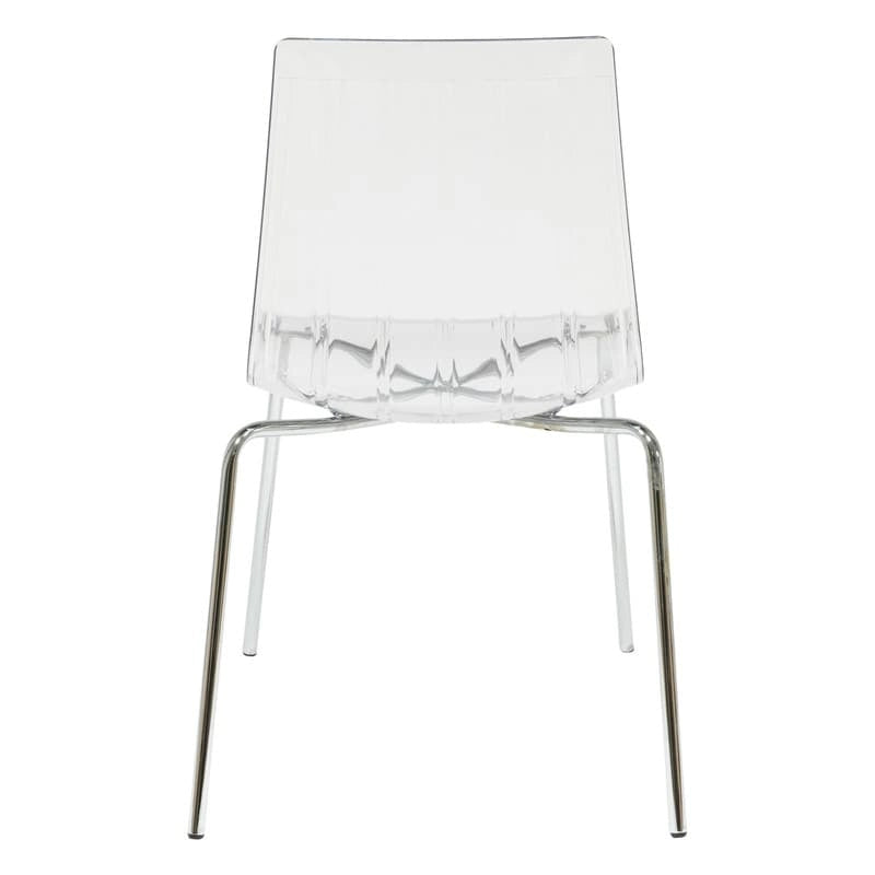 Sedia da pranzo Ralph in acrilico e plastica (set da 4) Gambe in metallo cromato Sedia laterale moderna trasparente per sala da pranzo e cucina