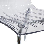 Sedia da pranzo Ralph in acrilico e plastica (set da 4) Gambe in metallo cromato Sedia laterale moderna trasparente per sala da pranzo e cucina