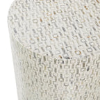 Tavolino d'appoggio con intarsi in madreperla, base dorata e motivi geometrici - Bianco, Grigio o Nero
