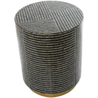 Tavolino d'appoggio con intarsi in madreperla, base dorata e motivi geometrici - Bianco, Grigio o Nero