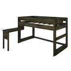 Letto a soppalco basso per ragazzi con scrivania a incastro (stile rustico)