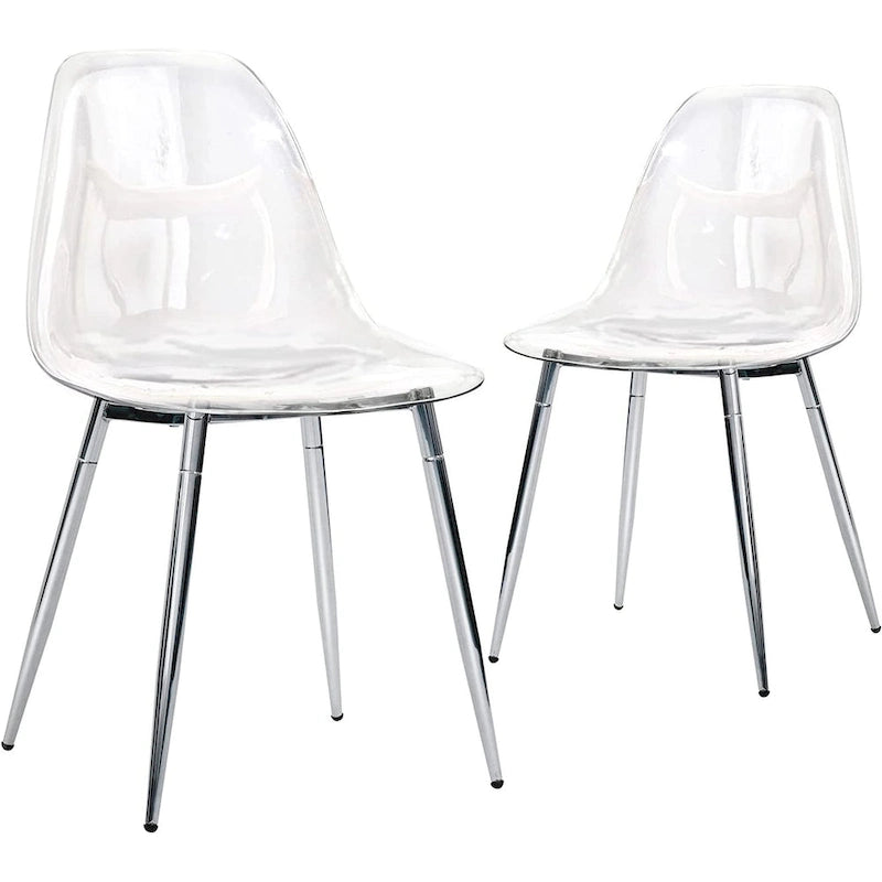 Sedie d'Appoggio Moderne con Scocca in Plastica e Gambe in Metallo, Trasparenti