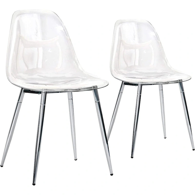 Sedie d'Appoggio Moderne con Scocca in Plastica e Gambe in Metallo, Trasparenti
